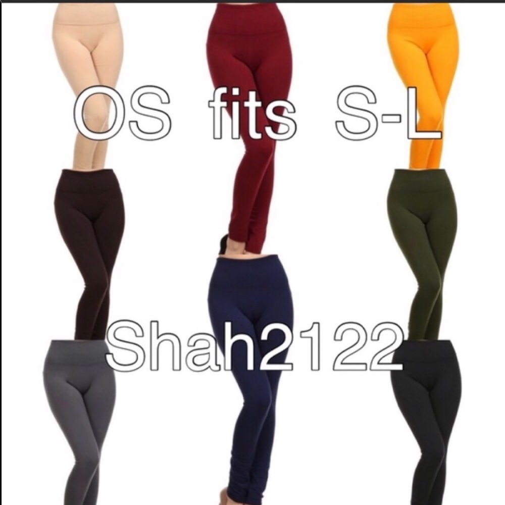 High waist fleece lined leggings OS soft comfy NAVY BLUE - Picture 2 of 2